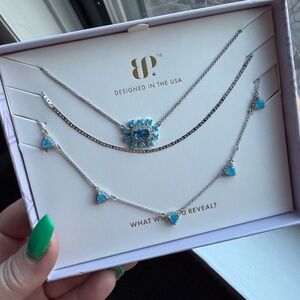 Exquisite Silver Necklace with Blue Accents